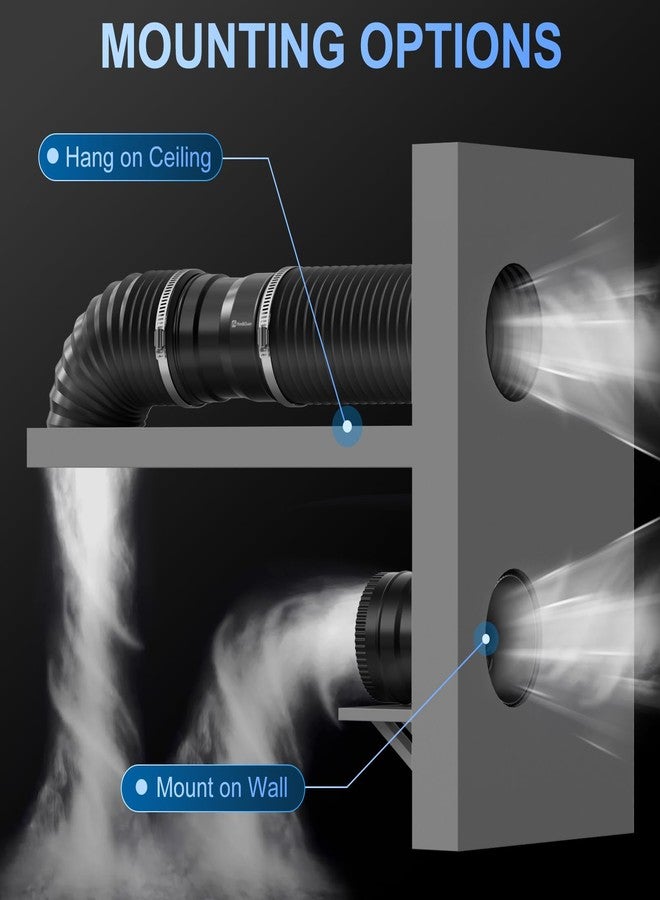 Hon&Guan مروحة تهوية داخلية معززة من هون آند غوان مقاس 6 بوصات مع وحدة تحكم في السرعة - تدفق هواء 345 قدم مكعب في الدقيقة مع استهلاك طاقة منخفض للغاية 19.2 واط ومستوى ضوضاء منخفض - Image 3